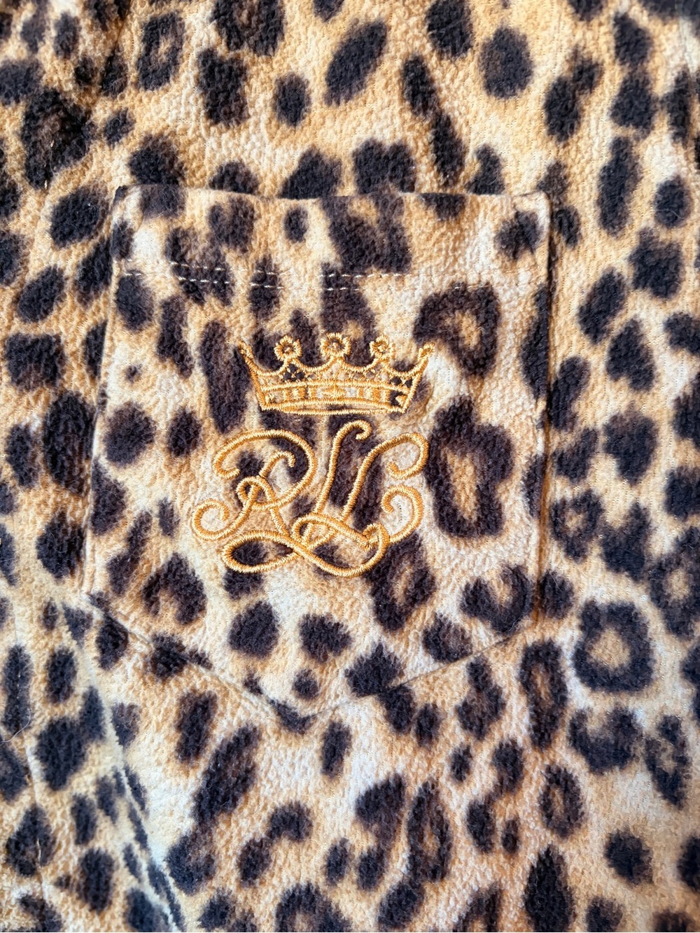 Lauren Ralph Lauren Leopard Print Fleece Pajama Set Small S - Picture 4 of 7